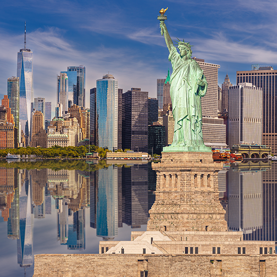 NYC skyline and Statue of Liberty